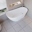 AICA SANITAIRE - Baignoire îlot ovale design acrylique pour salle de bain 150x72x73cm Blanc brillant - vignette