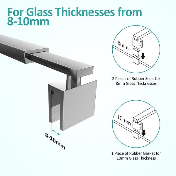 EMKE - EMKE Barre de Support Télescopique 70-120 cm en Acier Inox, pour Paroi de Douche ou Baignoire, Convient Verre 8-10 mm - large