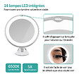 EMKE - EMKE Miroir de Beauté LED 5x avec Ventouse, Grossissement Puissant, Design Blanc Moderne - vignette