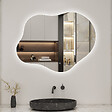 AICA SANITAIRE - AICA Miroir salle de bain asymétrique 90 x 68 cm LED Éclairage réglable en 3 couleurs + anti-buée + fonction mémoire - vignette