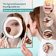 EMKE - EMKE Miroir de Toilette Lumineux, Grossissement 7x, Éclairage LED 6000K, Fixation par Ventouse pour Salle de Bain, Blanc - vignette