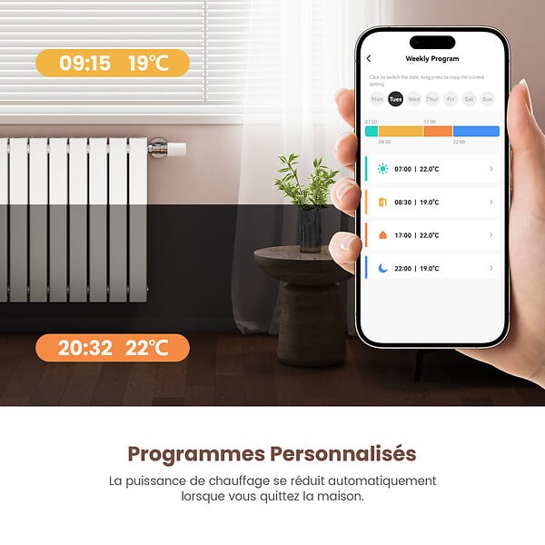 EMKE - EMKE Thermostatique Intelligente avec Passerelle, Vanne Thermostatique Connectée Radiateur, Détection de Fenêtre, Contrôle à Distance, Compatible Alexa & Google Home - large