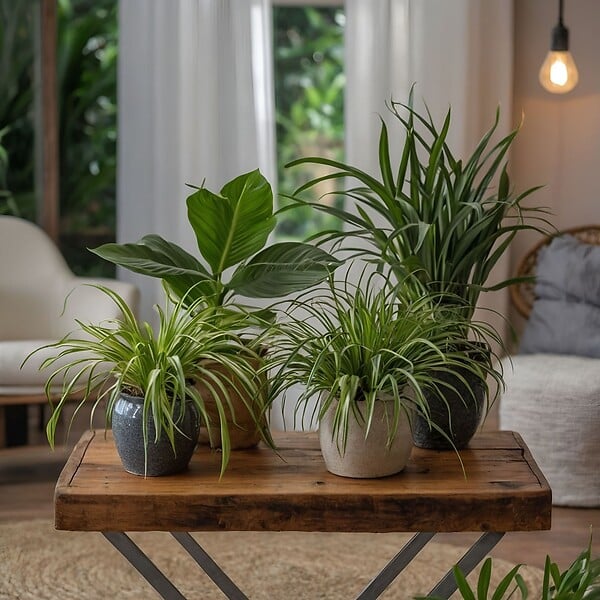 PLANT IN A BOX - Plantes sans danger - Lot de 4 avec paniers - H.25-40cm - ⌀12cm - large