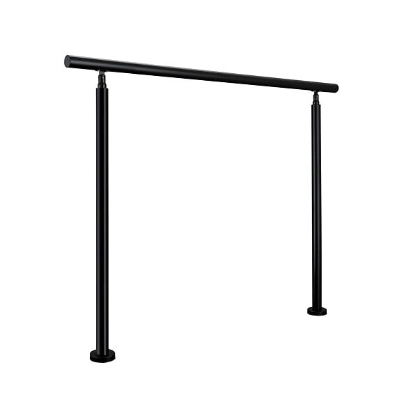 AICA SANITAIRE - Garde-corps 150cm noir, 1 main courante, sans traverses, inox 201, intérieur et extérieur, design moderne - kit complet - large