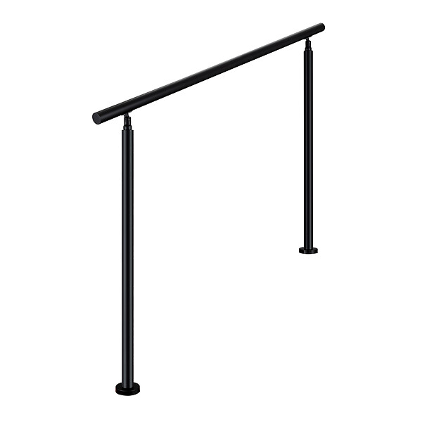 AICA SANITAIRE - Garde-corps 150cm noir, 1 main courante, sans traverses, inox 201, intérieur et extérieur, design moderne - kit complet - large