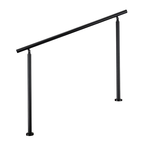 AICA SANITAIRE - Garde-corps 150cm noir, 1 main courante, sans traverses, inox 201, intérieur et extérieur, design moderne - kit complet - large