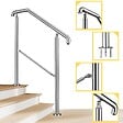 AICA SANITAIRE - Garde-corps rampe escalier en inox 201 2 à 3 marches main courante 108x102.5cm pour jardin entrée reglable angle 0-60° - vignette