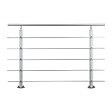 AICA SANITAIRE - Garde-corps - Intérieur et extérieur - Aluminium argenté - Avec 5 traverses et 1 main courante - 150cm - Rampe d'escalier pose à plat - vignette