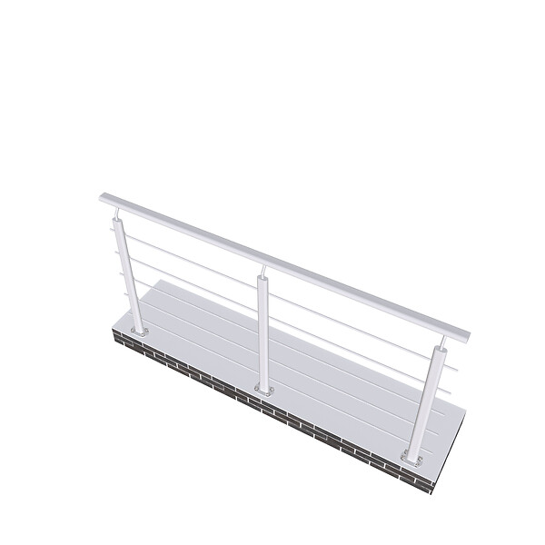 AICA SANITAIRE - Garde-corps - Intérieur et extérieur - Aluminium argenté - Avec 5 traverses et 1 main courante - 200cm - Rampe d'escalier pose à plat - large