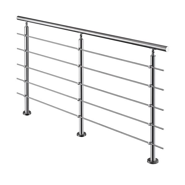 AICA SANITAIRE - Garde-corps 200cm - En inox 304 - 1 main courante et 5 traverses - Intérieur & extérieur - Kit complet - Pour bâtiments au bord de la mer - large