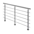 AICA SANITAIRE - Garde-corps 200cm - En inox 304 - 1 main courante et 5 traverses - Intérieur & extérieur - Kit complet - Pour bâtiments au bord de la mer - vignette