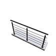 AICA SANITAIRE - Garde-corps - Aluminium Noir - 200cm - Avec 5 traverses et 1 main courante - Intérieur et extérieur - Rampe d'escalier pose à plat - vignette