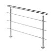 AICA SANITAIRE - Garde-corps 180cm - En inox 304 - 1 main courante et 3 traverses - Intérieur & extérieur - Kit complet - Pour bâtiments au bord de la mer - vignette