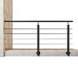 AICA SANITAIRE - Garde-corps aluminium noir mat 2m, avec 5 traverses et 1 main courante, pose latérale contre le mur, en kit complet - vignette