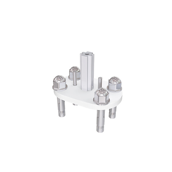 AICA SANITAIRE - Poteau pour garde-corps - 98.4-104.4cm de haut - Aluminium argenté - Avec 5 supports de tubes bien pré-montés - Intérieur et extérieur - Poser à plat - large