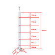 AICA SANITAIRE - Poteau pour garde-corps - 98.4-104.4cm de haut - Aluminium argenté - Avec 5 supports de tubes bien pré-montés - Intérieur et extérieur - Poser à plat - vignette