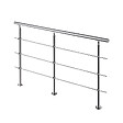 AICA SANITAIRE - Garde-corps 200cm argenté, 1 main courante, 3 traverses, inox 201, intérieur et extérieur, design moderne - kit complet - vignette