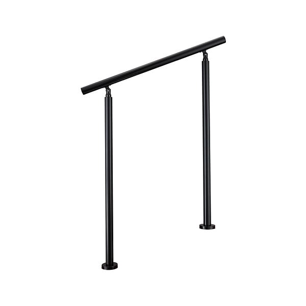 AICA SANITAIRE - Garde-corps 100cm noir, 1 main courante, sans traverses, inox 201, intérieur et extérieur, design moderne - kit complet - large