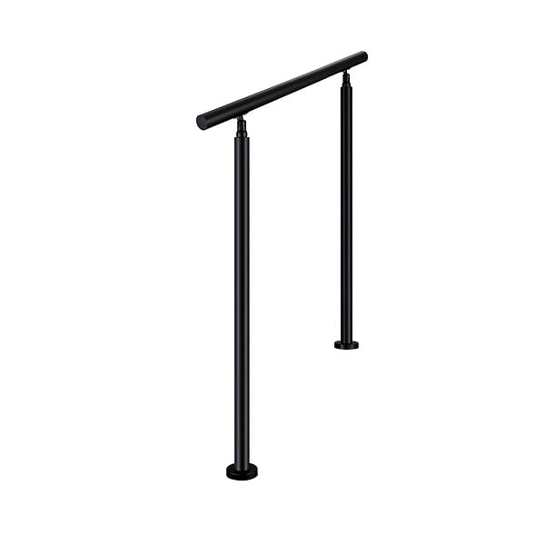 AICA SANITAIRE - Garde-corps 100cm noir, 1 main courante, sans traverses, inox 201, intérieur et extérieur, design moderne - kit complet - large