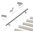 AICA SANITAIRE - Main courante, inox 304, rampe d'escalier ronde 180cm, avec 2 supports muraux, Ø42.4mm, en kit complet, intérieur & extérieur - vignette