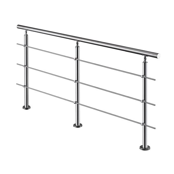 AICA SANITAIRE - Garde-corps 200cm - En inox 304 - 1 main courante et 3 traverses - Intérieur & extérieur - Kit complet - Pour bâtiments au bord de la mer - large