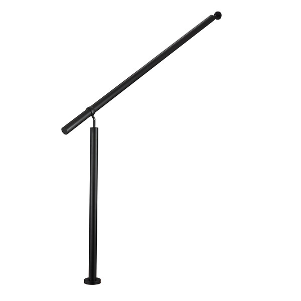 AICA SANITAIRE - Garde-corps 150cm noir, 1 main courante et 1 poteau, inox 201, réglable 0-145°, pour entrée de jardin ou de maison - kit complet - large