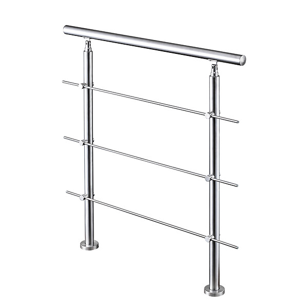 AICA SANITAIRE - Garde-corps 80cm argenté, 1 main courante, 3 traverses, inox 201, intérieur et extérieur, design moderne - kit complet - large