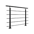 AICA SANITAIRE - Garde-corps - Aluminium Noir - 150cm - Avec 5 traverses et 1 main courante - Intérieur et extérieur - Rampe d'escalier pose latérale - vignette