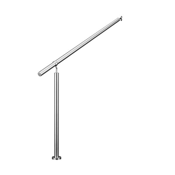 AICA SANITAIRE - Garde-corps 120cm argenté, 1 main courante et 1 poteau, inox 201, réglable 0-145°, pour entrée de jardin ou de maison - kit complet - large