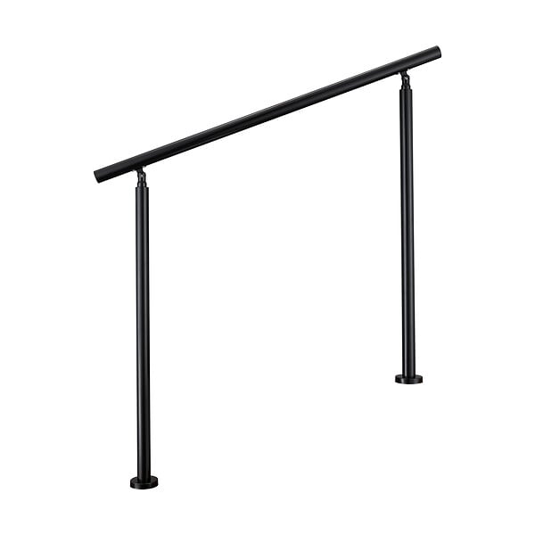 AICA SANITAIRE - Garde-corps 120cm noir, 1 main courante, sans traverses, inox 201, intérieur et extérieur, design moderne - kit complet - large