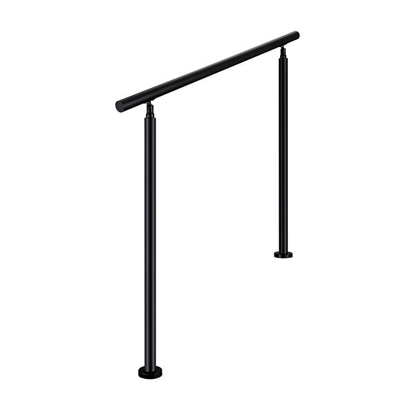AICA SANITAIRE - Garde-corps 120cm noir, 1 main courante, sans traverses, inox 201, intérieur et extérieur, design moderne - kit complet - large
