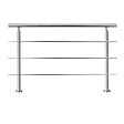 AICA SANITAIRE - Garde-corps 120cm - En inox 304 - 1 main courante et 3 traverses - Intérieur & extérieur - Kit complet - Pour bâtiments au bord de la mer - vignette