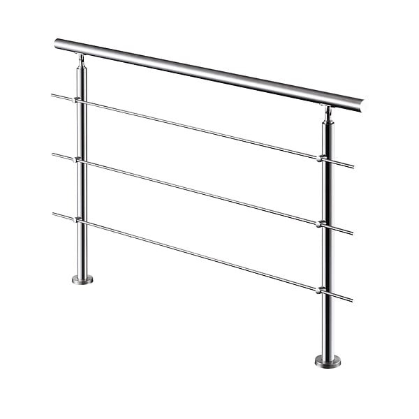 AICA SANITAIRE - Garde-corps 120cm - En inox 304 - 1 main courante et 3 traverses - Intérieur & extérieur - Kit complet - Pour bâtiments au bord de la mer - large