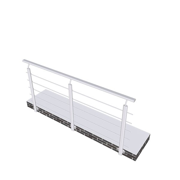 AICA SANITAIRE - Garde-corps - Intérieur et extérieur - Aluminium argenté - Avec 5 traverses et 1 main courante - 200cm - Rampe d'escalier pose latérale - large