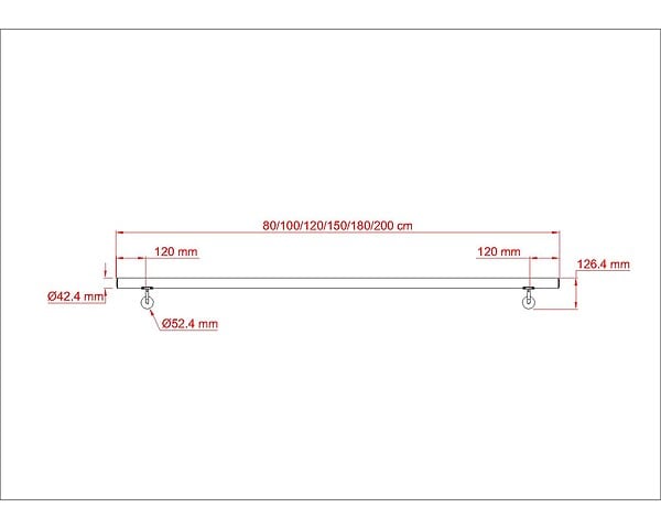 AICA SANITAIRE - Main courante, inox 304, rampe d'escalier ronde 120cm, avec 2 supports muraux, Ø42.4mm, en kit complet, intérieur & extérieur - large
