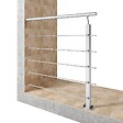 AICA SANITAIRE - Garde-corps aluminium argenté mat 2m, avec 5 traverses et 1 main courante, pose à plat contre le mur, en kit complet - vignette
