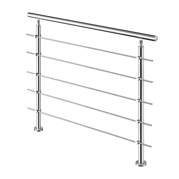 AICA SANITAIRE - Garde-corps 120cm argenté, 1 main courante, 5 traverses, inox 201, intérieur et extérieur, design moderne - kit complet - large