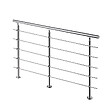 AICA SANITAIRE - Garde-corps 200cm argenté, 1 main courante, 5 traverses, inox 201, intérieur et extérieur, design moderne - kit complet - vignette