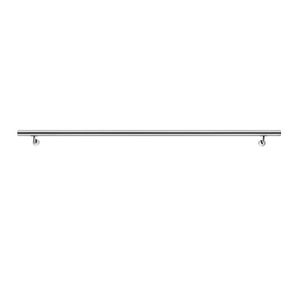 AICA SANITAIRE - Main courante, inox 304, rampe d'escalier ronde 200cm, avec 2 supports muraux, Ø42.4mm, en kit complet, intérieur & extérieur - large