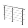 AICA SANITAIRE - Garde-corps 240cm argenté, 1 main courante, 5 traverses, inox 201, intérieur et extérieur, design moderne - kit complet - vignette