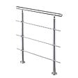 AICA SANITAIRE - Garde-corps 100cm argenté, 1 main courante, 3 traverses, inox 201, intérieur et extérieur, design moderne - kit complet - vignette