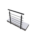 AICA SANITAIRE - Garde-corps - Aluminium Noir - 100cm - Avec 5 traverses et 1 main courante - Intérieur et extérieur - Rampe d'escalier pose latérale - vignette