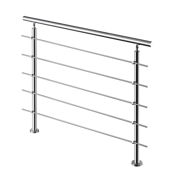 AICA SANITAIRE - Garde-corps 120cm - En inox 304 - 1 main courante et 5 traverses - Intérieur & extérieur - Kit complet - Pour bâtiments au bord de la mer - large