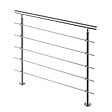AICA SANITAIRE - Garde-corps 120cm - En inox 304 - 1 main courante et 5 traverses - Intérieur & extérieur - Kit complet - Pour bâtiments au bord de la mer - vignette