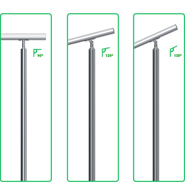AICA SANITAIRE - Garde-corps 100cm - En inox 304 - 1 main courante et 3 traverses - Intérieur & extérieur - Kit complet - Pour bâtiments au bord de la mer - large