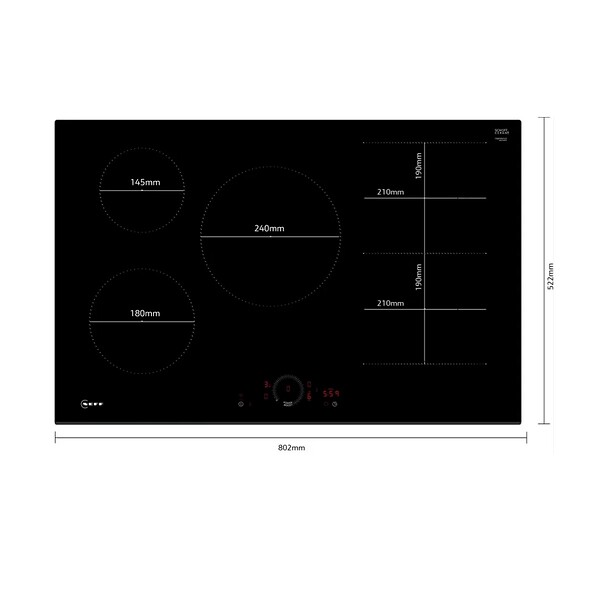 NEFF - plaque de cuisson à induction 80cm 5 foyers 7400w - T58FHW1L0 - large