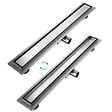 EMKE - EMKE Siphon de douche linéaire, inox brossé SUS304, 70x7 cm, double installation - vignette
