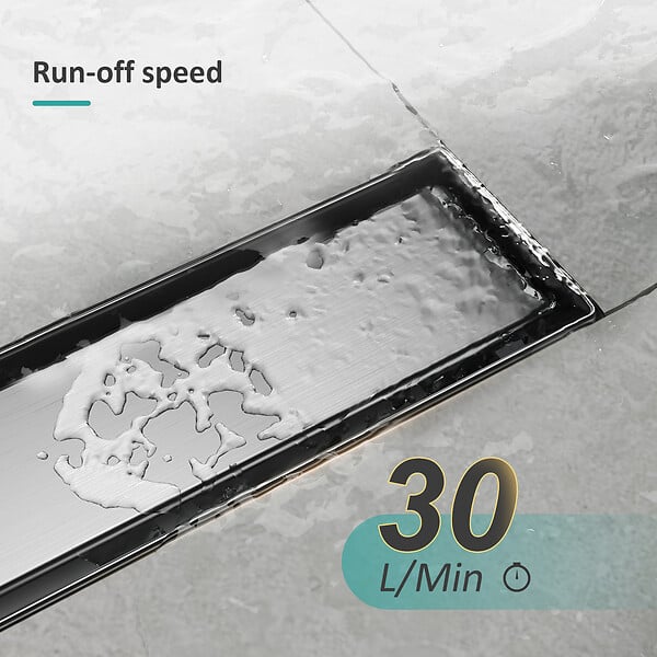 EMKE - EMKE Siphon de douche linéaire, inox brossé SUS304, 70x7 cm, double installation - large
