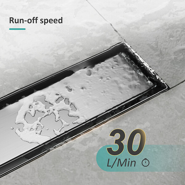 EMKE - EMKE Siphon de douche linéaire, inox brossé SUS304, 50x7 cm, double installation - large
