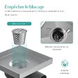 EMKE - Siphon de Douche Carré Encastré EMKE en Acier Inoxydable SUS304, Finition Brossée, 15 x 15 cm - vignette